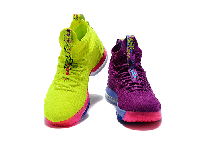 2018 Men Nike Lebron 15 Purple Fluorscent Green Shoes